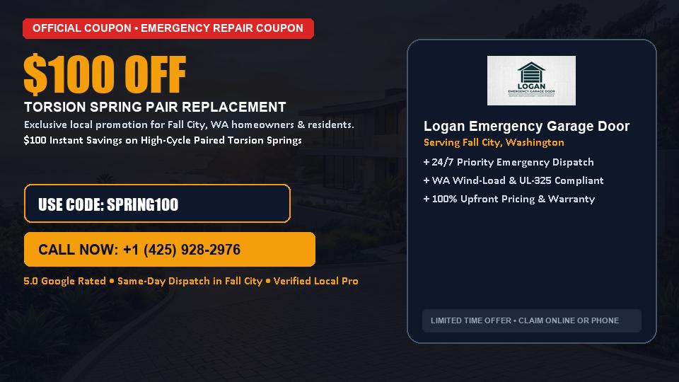 $100 OFF Dual High-Cycle Torsion Spring Replacement in Fall City, WA - Logan Emergency Garage Door