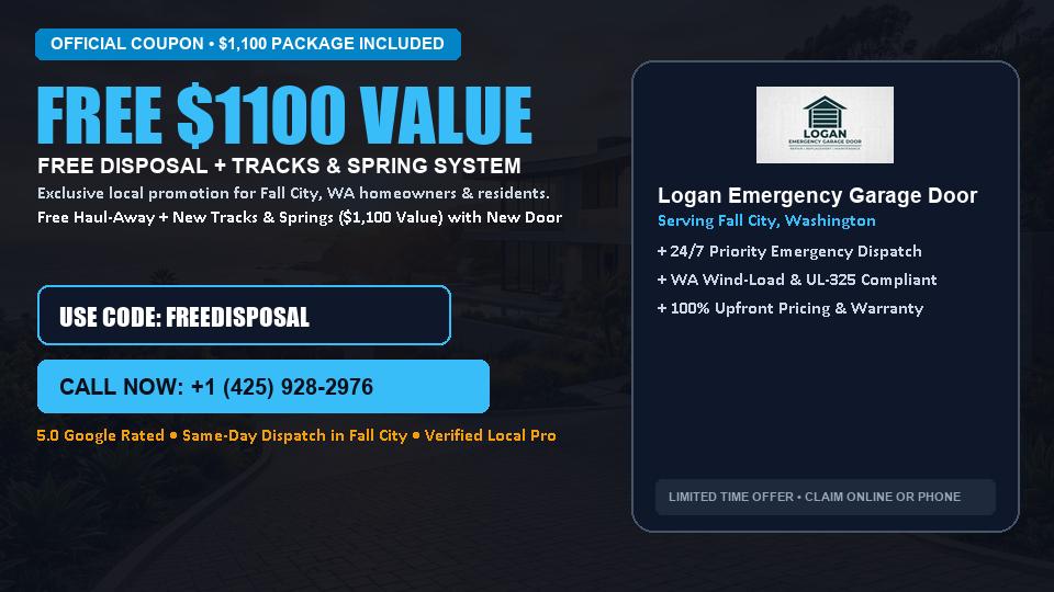 FREE Old Door Haul-Away & Heavy-Duty Tracks in Fall City, WA - Logan Emergency Garage Door