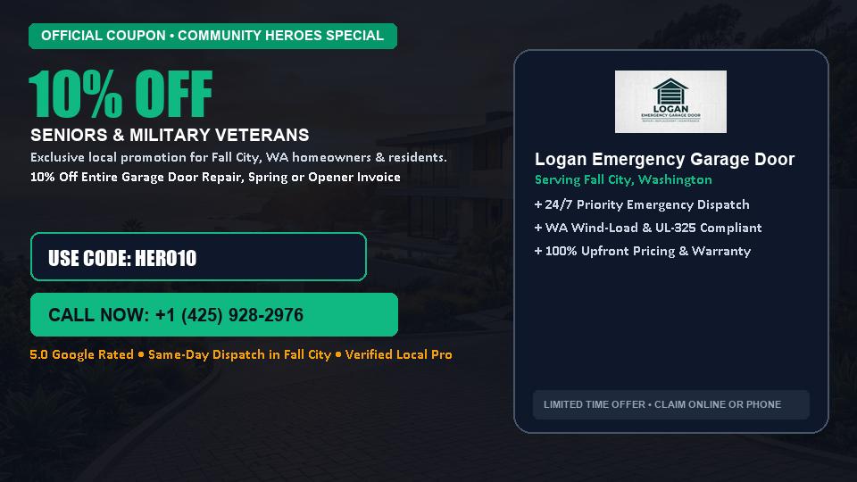 10% OFF Senior, Military & First Responder Discount in Fall City, WA - Logan Emergency Garage Door
